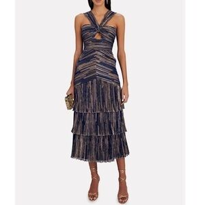 Saylor Intermix Hedi Lurex Metallic Halter Midi Dress